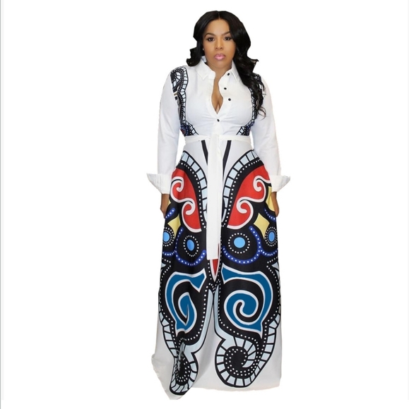 Queen2KeepUp Dresses & Skirts - NWOT Maxi Dress Long Sleeve Butterfly Print,  3XL